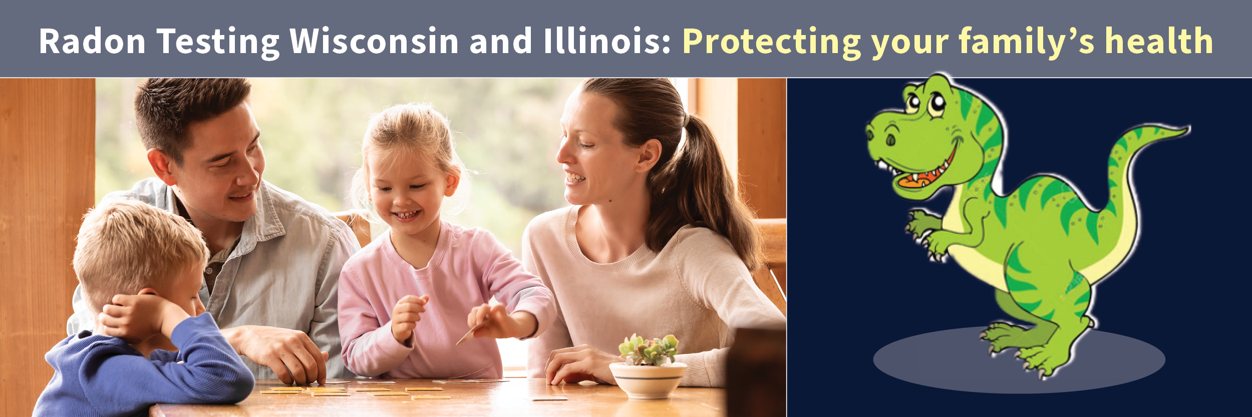 Parents with two young children playing a puzzle together after Radon Testing Inspection